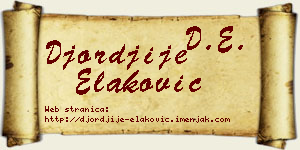 Đorđije Elaković vizit kartica